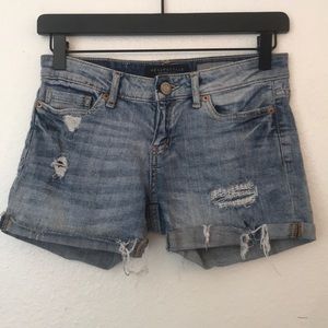 Light blue distressed shorts